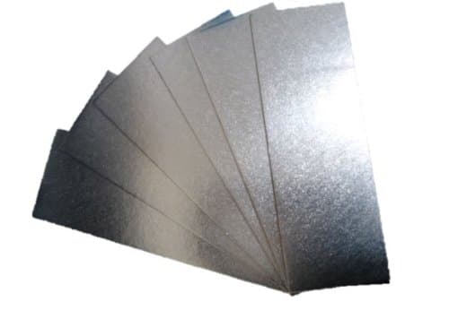 2 x Rectangular Silver Foil Cake Base Board - 340mm x 120mm - 2.5mm Thick