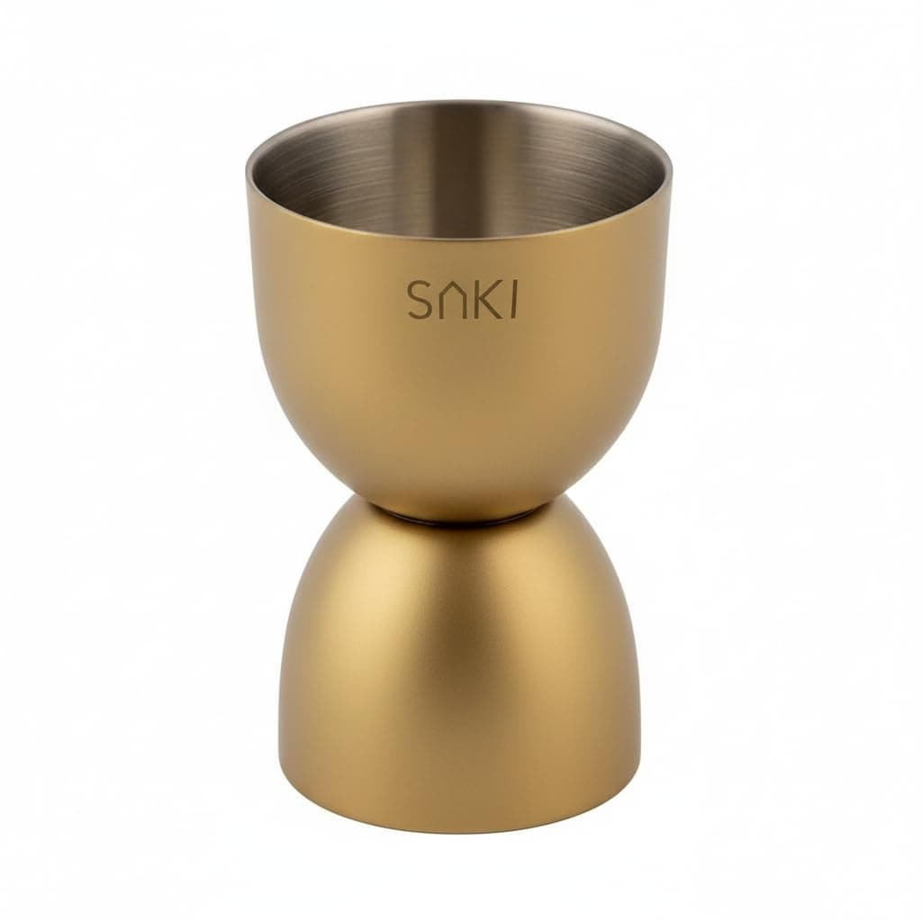SAKI Peg Measurer Jigger 30 & 60 ml | Cocktail Jigger, Shot Glass, Drink Measuring Bar Tool Double Side (Gold PVD Coated)|Stainless Steel