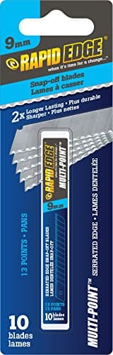 Rapid Edge All-Purpose 9mm Serrated Snap-off Utility Knife Blades, 10-Pack