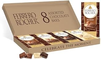 Ferrero Rocher Premium Chocolate Bars, 8 Count Variety Pack, Individually Wrapped, 3.1 oz Each