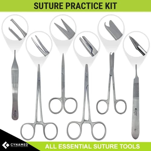 Dr. Stitch Suture Practice Kit for Medical Students – 43-Piece Kit with Tool Set, Large Silicone Suture Pad with Pre-Cut Wounds, and Mixed Suture Threads with Needles