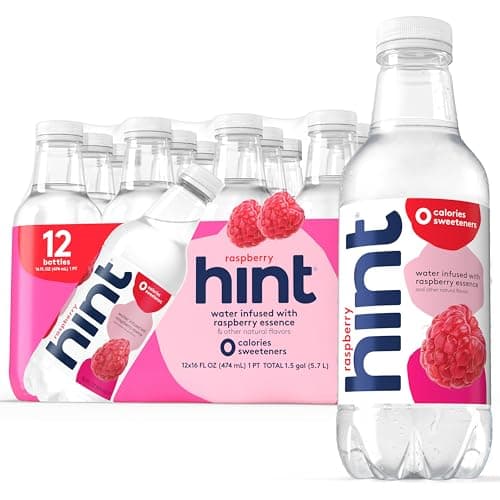 Hint Bottled Water, Raspberry - Purified Flavored Water Beverages with Zero Calories, Natural Flavors, and Sugar Free - 16 Fl Oz (Pack of 12)