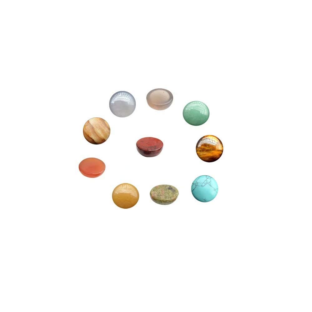 6mm Small Cabochons for Jewelry Making 20 Pcs Assorted Gemstone and Crystal Flat Back Round Cabs (Random Color No Hole)