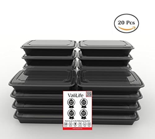 Valilife Meal Prep Containers,  28 oz Single Compartment Lunch Bento Containers - Stackable, Reusable, Microwavable , Dishwasher & Freezer Safe -21 Day Fix & Food Storage Containers  [20 Pack].