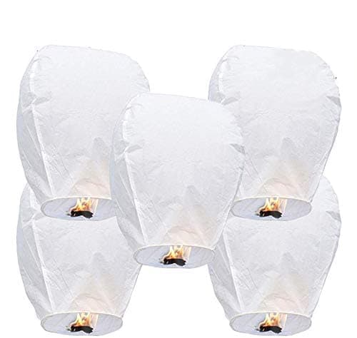– 5 Pack Chinese Sky Lanterns, Eco-Friendly, Floating Lanterns for Outside Flying, Lanterns to Release in Memory, Perfect for Birthdays, Eid, Funerals, and Memorial Days