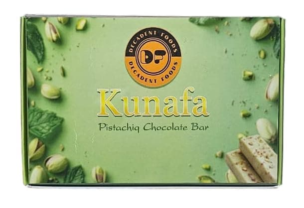 Kunafa Chocolate With Pistachio Chocolate Bar A Popular Authentic Middle Eastern Delight (5 x 48g) 240gm