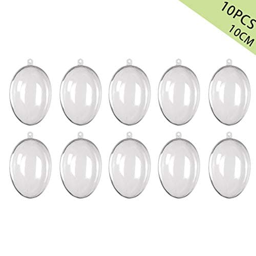 Transparent Egg-Shaped Ball,10 Pcs Clear Plastic Acrylic Fillable Ball Hollow Oval Ball Creative Immortal Flower Ball Easter Egg Shape Party Decoration Container Ornament Candy Box