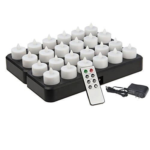 CD-RC-24RF-A Wireless Inductively Rechargeable 24-Pack LED Candle Lamp System with IR Remote Controller, Amber Color