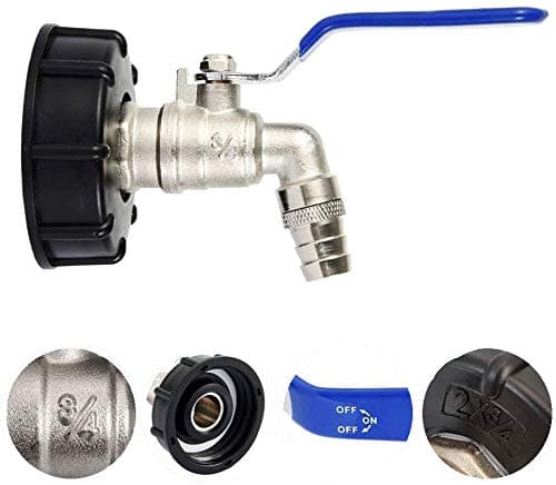 GOLRISEN IBC Tank Tap Adapter 3/4Inch Thread Connector Replacement Valve Fitting Parts Brass for S60X6 Water Storage Tank