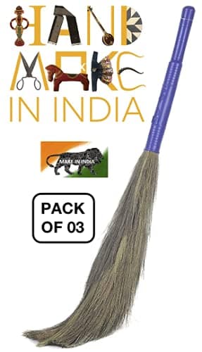 DEALBOOTH Soft Premium Grass Broom Stick for Moduler Home Monkey 555 Plastic Handle Jumbo Size Eco-Friendly Phool Jhadu, jadu, Mop King Kong for All Floor Cleaning 95% dust Free Multicolor Prime