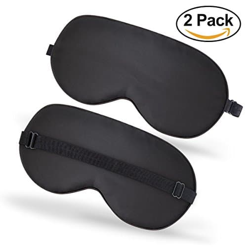 100% Silk Sleep Mask Pack of 2, Super Soft & Smooth Travel Sleeping Mask with Adjustable Strap, Cotton Filled, Blackout Night Eye Mask for Sleeping, Natural Mulberry Silk Blindfold for Men Women Kids