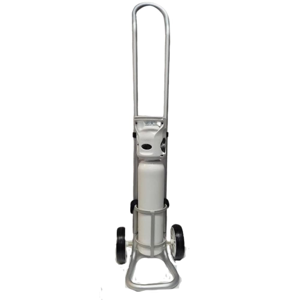 The Oxygen Store Lightweight Oxygen Cylinder Trolley for CD, DD & Freedom 400 Cylinders | Portable Oxygen Cylinder Carrier | Oxygen Therapy Equipment with Adjustable Handle & Rubber Tyres