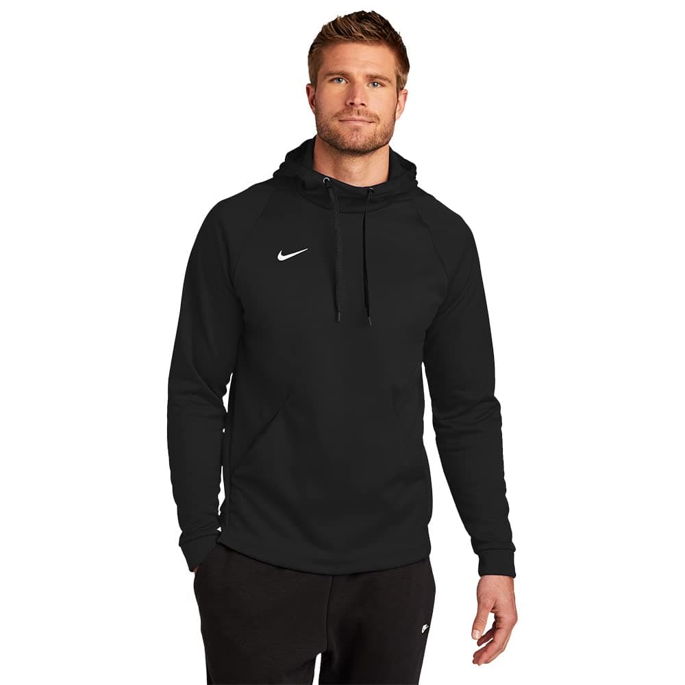 MEN'S NIKE THERMA PULLOVER HOODIE (BLACK/WHITE, Large)