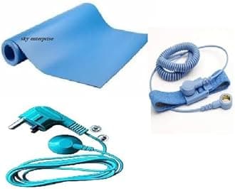 Sky-Zero Volt Therapy kit Grounding Mat Pad Earthing Sheet With 3 pin Plug & Grounding Wrist Band for Grounding Human body volatge (SIZE) (2X6.5 FT)