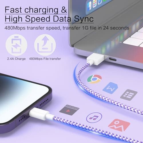 [Apple MFi Certified] 6Pack 3/3/6/6/6/10 FT iPhone Charger Nylon Braided Fast Charging Pastel Cute Colors Lightning Cable Compatible iPhone 14 Pro/13 mini/13/12/11 Pro MAX/XR/XS/8/7/Plus/6S