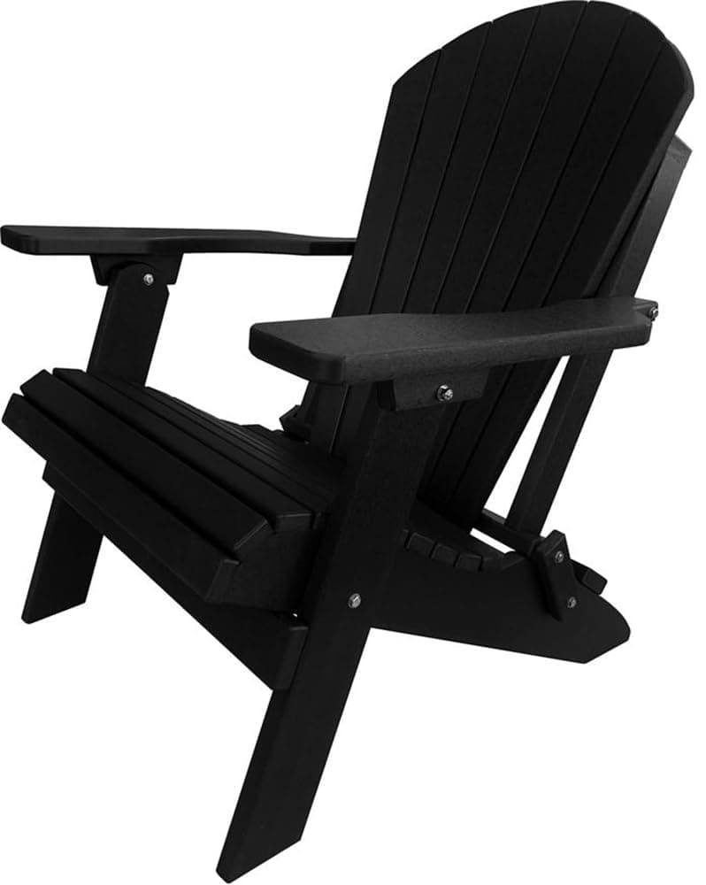 DuraWeather Poly® Classic King Size Folding Adirondack Chair (Black)