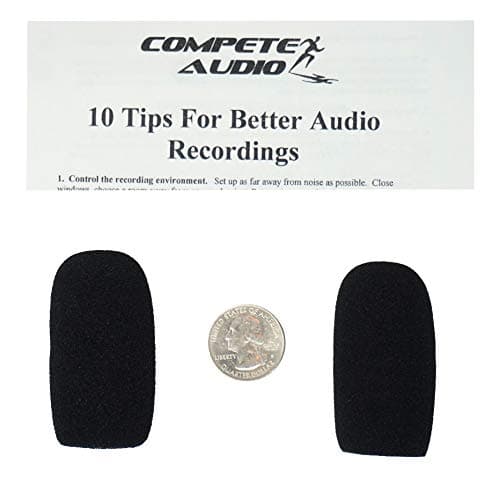 Compete AudioCA555 large microphone windscreens (Foam Microphone Covers) (2-pack) for use with mini-shotgun mics, larger headsets and desktop microphones