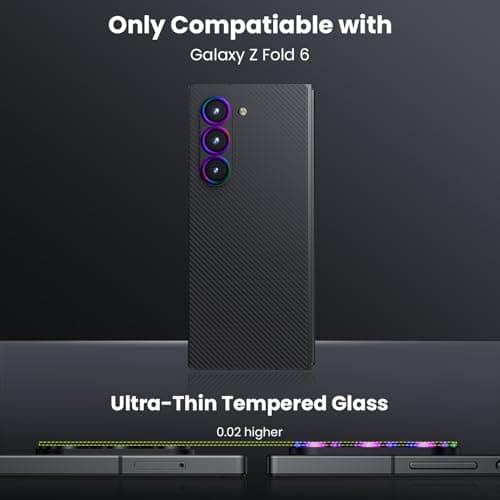WSKEN for Samsung Galaxy Z Fold 6 Camera Lens Protector - [Keep Original Shooting] Shatterproof HD 9H Tempered Glass Screen Metal Ring Case Cover Accessories Titanium,Anti Fingerprint,Anti Scratch