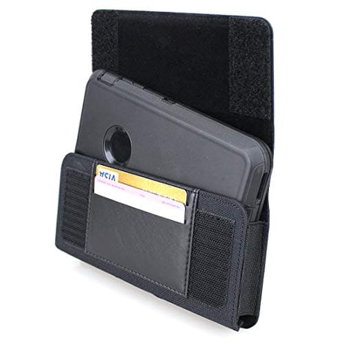 aubaddy Nylon Horizontal Cell Phone Holster Pouch for iPhone 14 Plus, 14 Pro Max, 13 Pro Max, 12 Pro Max, 11 Pro Max, Xs Max, 8 Plus, 7 Plus, 6s Plus, 6 Plus (Fits Battery Case or Thick Case) Black