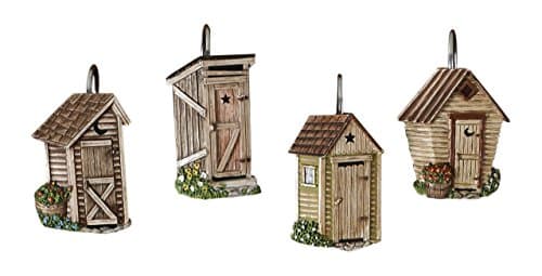 Park Designs Outhouse Shower Curtain, Hook Set