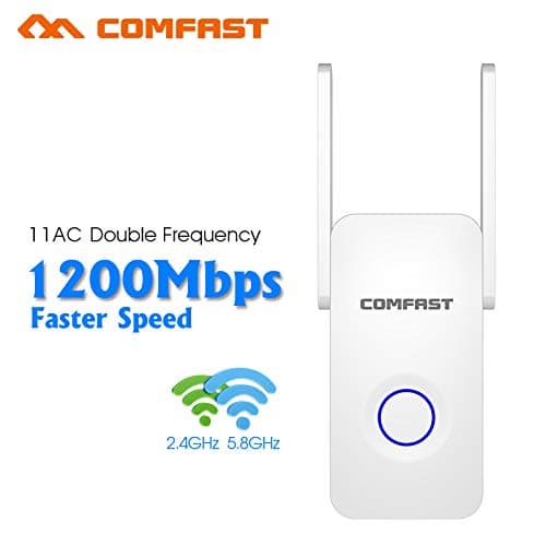 Comfast Wireless Repeater, 1200MBPS Dual CHIPSET WiFi Range Extender WiFi Network Router Signal Extender Dual External Antennas 2.4GHZ 5GHZ CF-WR752AC