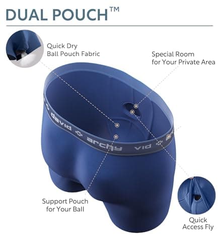 DAVID ARCHY Men's Dual Pouch Underwear Micro Modal Trunk Separate Pouch with Fly 4 Pack US Size X-Large