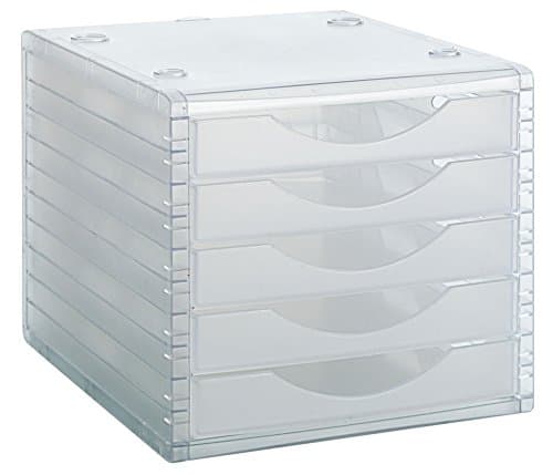 Desktop Drawers File 2000 260 x 270 x 340 mm Stackable 5 Drawers Transparent Translucent