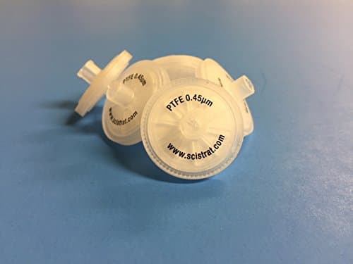 Syringe Filter, PTFE, 25mm diameter, 0.45um, 100/pk