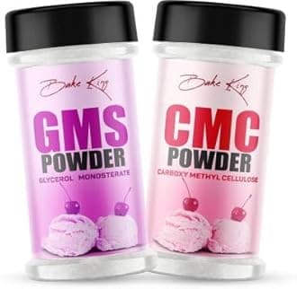 Pack of 2 GMS Powder (Glycerol Monostearate) 50gm and CMC Powder (Carboxymethyl Cellulose) 50gm | Raising Ingredient | Instant Ice Creams That Improves Texture, Softness