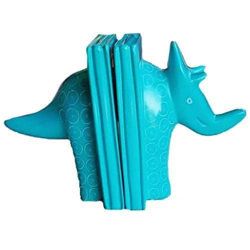 Shared Earth Kisii Stone Bookends, Triceratops Turquoise