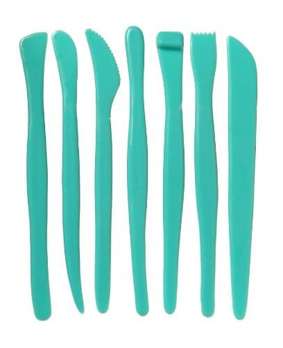Darice 7-Piece Set – Sturdy Plastic Types Packaged in Reusable Pouch –Tools for Large and Fine Details for Unlimited Clay Creations, 6", Turquoise,