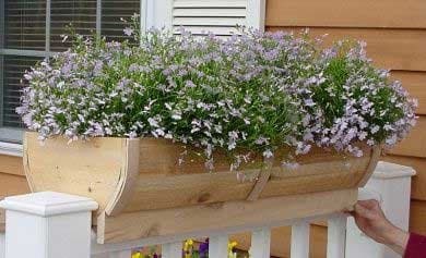 Rounded Cedar Deck Rail Planter Large