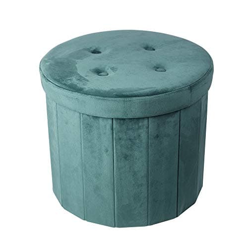 GIA Tufted Ottoman End Table with Storage, Round, Green