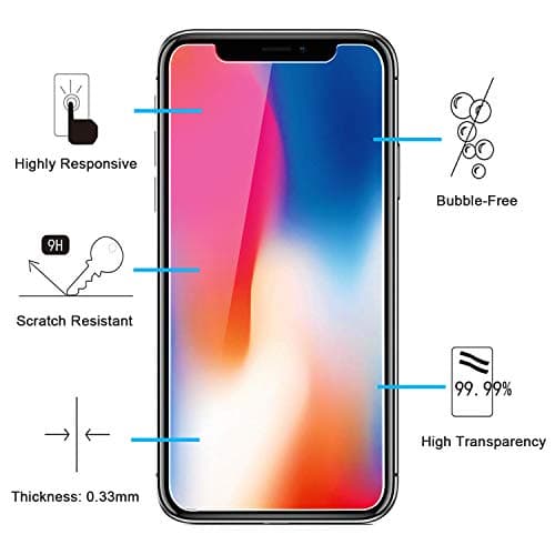 NEW'C Pack of 3 for iPhone 11 Pro, iPhone X, iPhone XS for Tempered Glass, Free from Scratches, 9H Hardness, HD Screen Protector, 0.33 mm Ultra Clear, Ultra Resistant