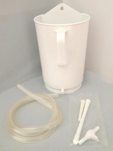 Two Litre WHITE PLASTIC RIGID Enema Kit with FREE "Cleansing with Enemas" Health Chart