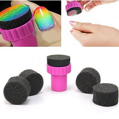 1PCS Manicure Sponge Nail Art Stamper Tools with 5PCS Sponge Nail for Gradient Color Nail Art