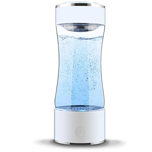 Hydrogen Water Bottle Portable Hydrogen Water Maker SPE PEM Technology Rechargeable Ionized Water Generator Anti Aging Antioxidant Glass Bottle 350ml (White)