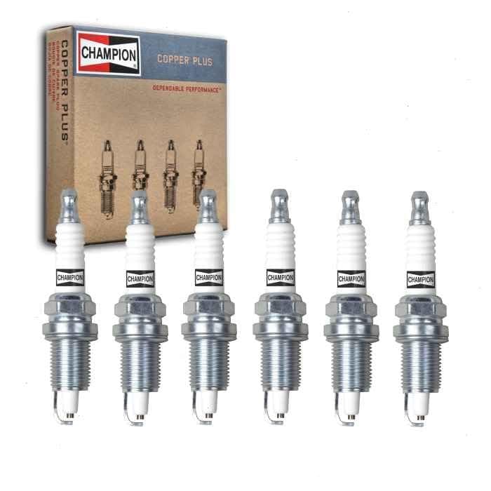 Sixity Auto 6 pc Champion Copper Plus Spark Plugs compatible with Jeep Grand Cherokee 4.0L L6 1999-2004