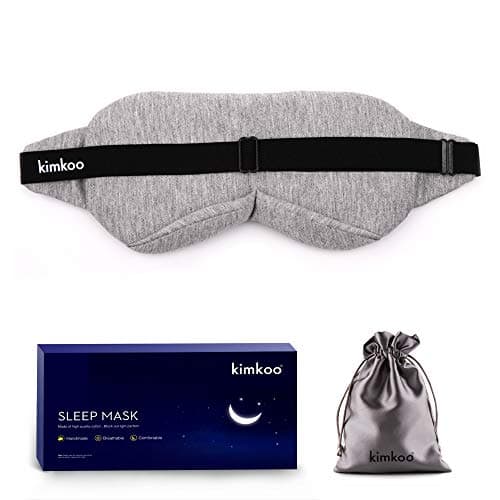 Kimkoo Cotton Sleep Mask Blocking Light-Eye Mask for Sleeping for Women and Men,Great for Travel with Pouch,Grey
