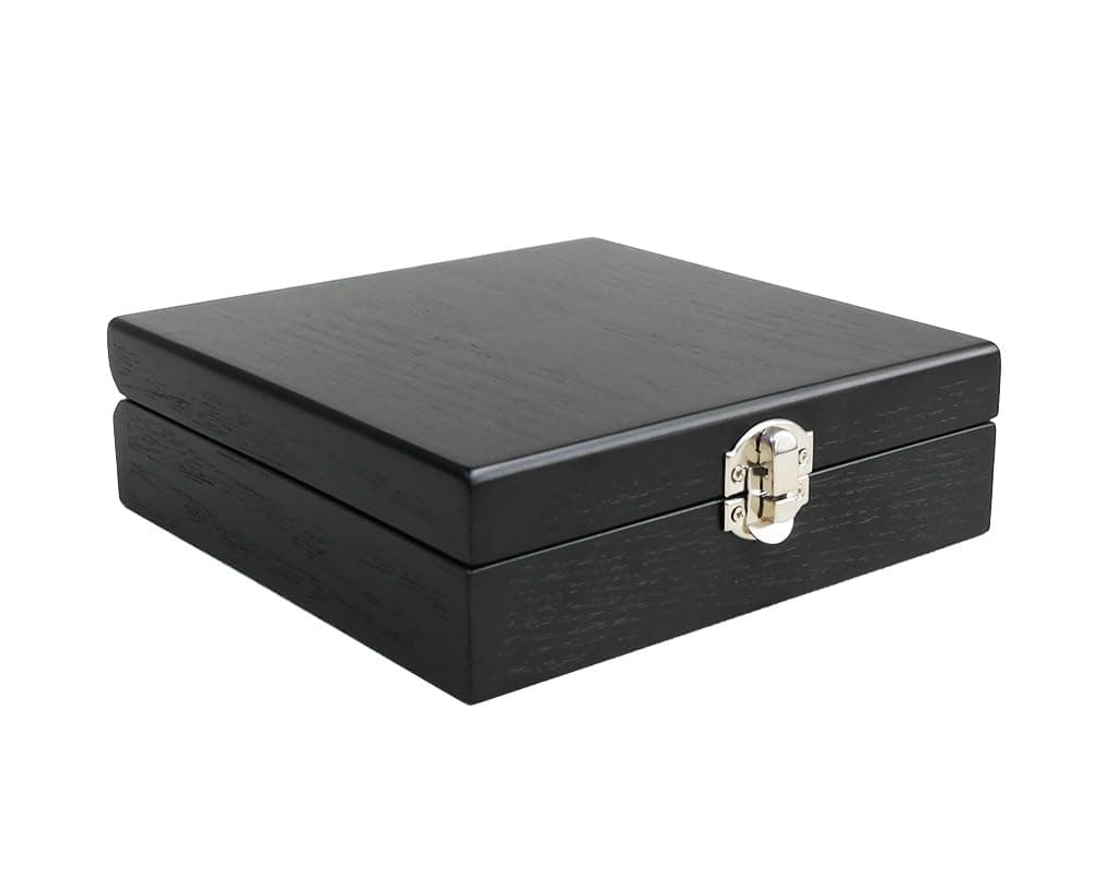 Wooden Storage Box with Hinged Lid and Front Clasp for Craft Gifts storage box - 6.5" x 6.5" x 2"- (Black)
