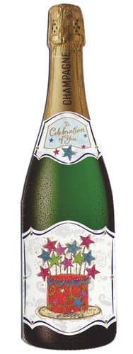 Champagne Bottle Cards - BIRTHDAY CAKE