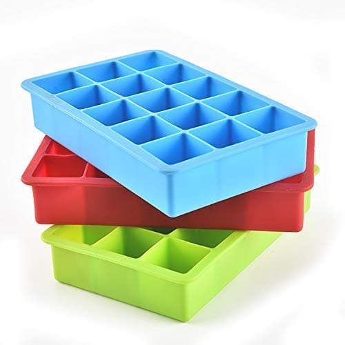 Zollyss Silicone Ice Tray | 2 Pack | 15 Each Ice Cube Tray | Stackable Flexible & Multicolor | Easy-Release Flexible Silicone | Provides Mess-Free Ice Removal