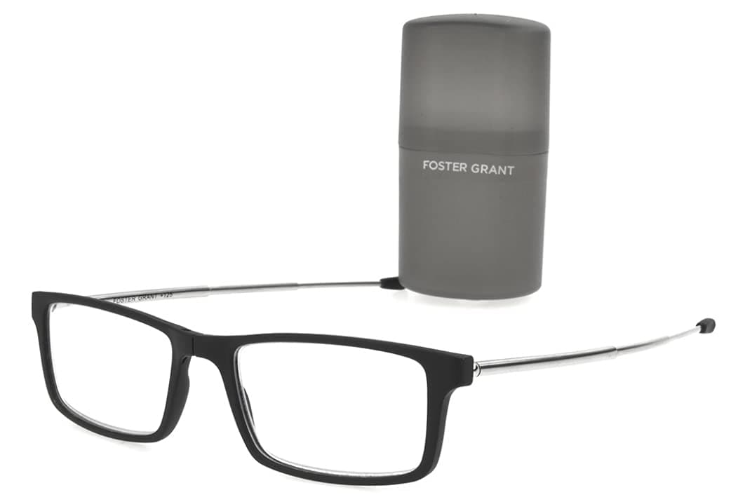 Foster GrantGino Reading Glasses, Black (Classic Folding, Foldable, Bridge, Rectangle)