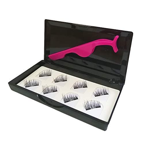 False Magnetic Eyelashes 8 Pieces No Glue,Thin Magnet Lightweight 3D Reusable Lashes Extensions (2 pairs with Tweezers)