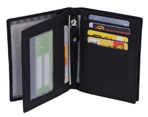 Avanco Men's Leather ID Card Holder 4.7 x 3.5 x 0.4 inch Black