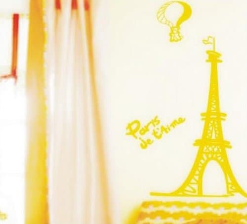 Yellow Paris Eiffel Tower Wall Sticker Decal Home Decor for Entryway Bed Room-L