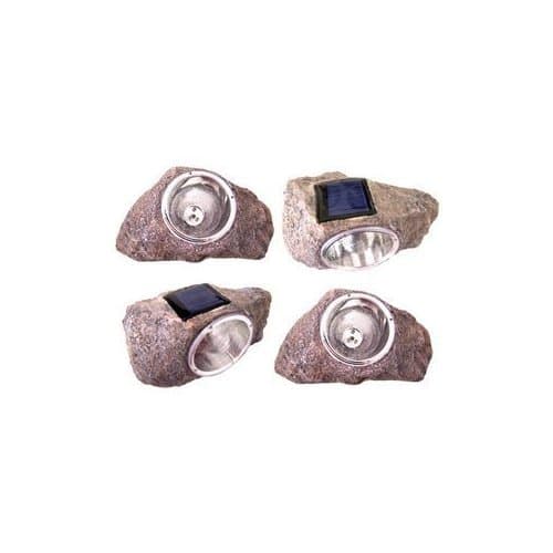 (2 Pack) Solar Powered Rock Outdoor Garden Accent Pathway Deck Dock Patio Landscape Light