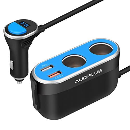 Quick Charge 3.0 Car Charger, AUOPLUS 96W 2 Socket Cigarette Lighter Power Adapter 12V/24V DC Outlet Splitter 5.4A Dual USB Ports for iPhone Android Samsung GPS Dash Cam