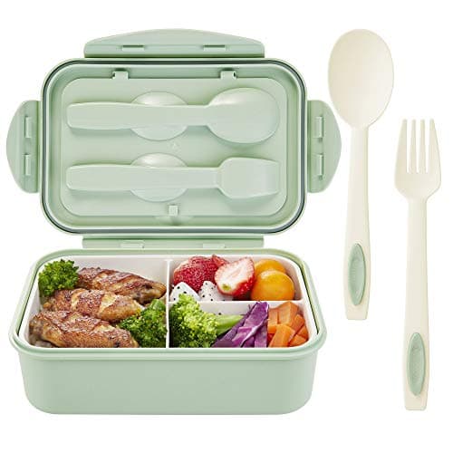 Lunch Boxes for Kids | Bento Box Containers for Adults |3 Compartment Meal Boxes for Work or School（green）