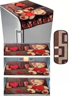 Heavy Quality Refrigerator Cover 1Pc Fridge Cover for Top with 6 Utility Pockets + 1 Handle Cover + 3 Fridge Mats